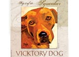 A label for Squeaker, one of the <b>feature</b>d canines in the Vicktory Dogs Wine Collection