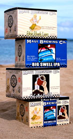 Maui Brewing Co.'s beers on the sand in Hawaii