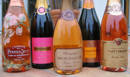 Bottles of famous Champagnes