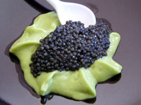 Prunier Saint James caviar and avocado cream bring out the freshness of the Champagne Prunier Saint James caviar and avocado cream bring out the freshness of the Champagne