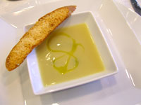 Spring Artichoke Bisque with a Parmesan Crisp