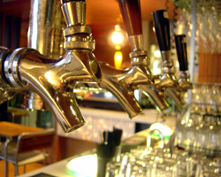 Beer taps at a bar