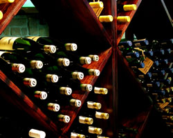 Wine bottles in a cellar