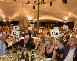 Guests raise their auction paddles during the bidding at Auction Napa Valley