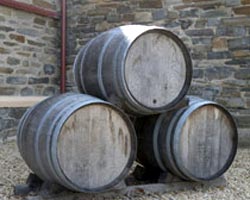 Wine aging in oak barrels