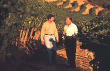 Rich and son Paul in the vineyard