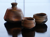A clay sake set