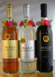 Maui Gold Rum, Maui Platinum Rum and Maui Dark Rum
