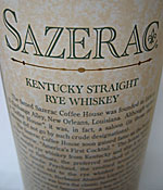 Sazerac Rye Whiskey label Sazerac Rye Whiskey label