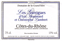 Wine label of Les Garrigues d'Eric Beaumard et Christophe Lambert