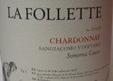 Wine label of La Follette 2008 Sangiacomo Chardonnay